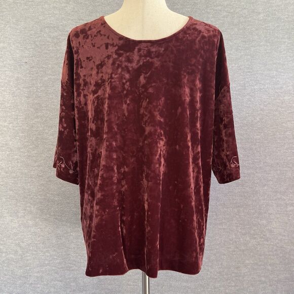 J. Jill Crushed Velvet Embroidered Tunic Top Size M Whimsigoth Holiday Witchy - Picture 4 of 10
